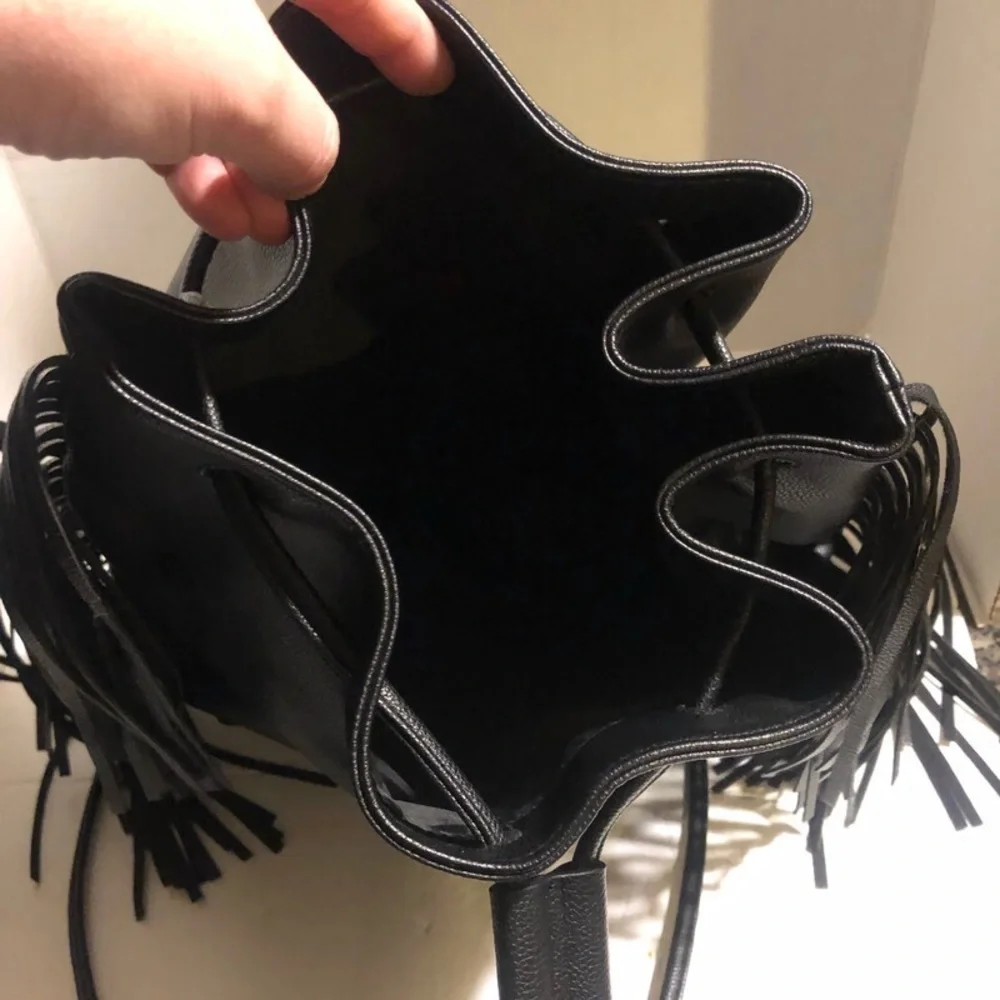 Victoria's Secret NWT Black Fringe Backpack Carry All Bag